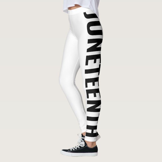 White and Black Freedom Day June 19 JUNETEENTH Leggings (Left)