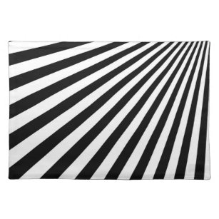 White and Black Funky Striped Abstract Art Placemat