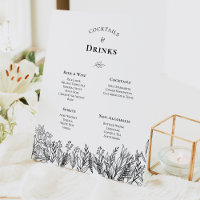 White and Black Greenery Wedding Drinks Menu
