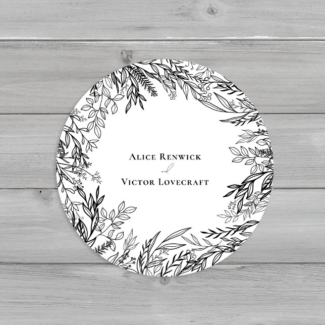 White and Black Greenery Wedding Envelope Seals (Creator Uploaded)