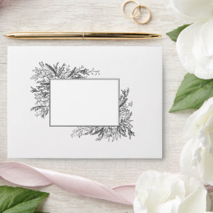 White and Black Greenery Wedding Mailing Envelope