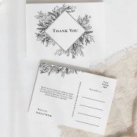 White and Black Greenery Wedding Thank You