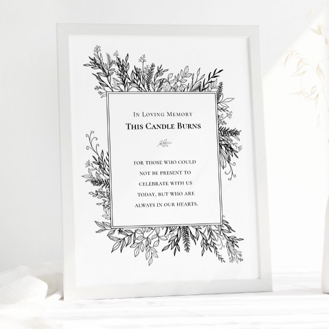 White and Black Greenery Wedding This Candle Burns Poster (Creator Uploaded)