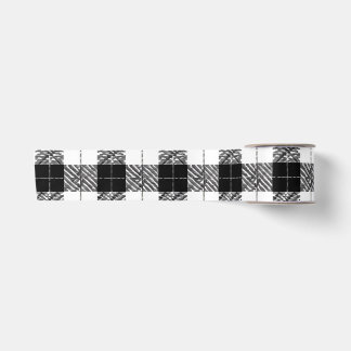 White and Black Herringbone Tartan Ribbon Satin Ribbon