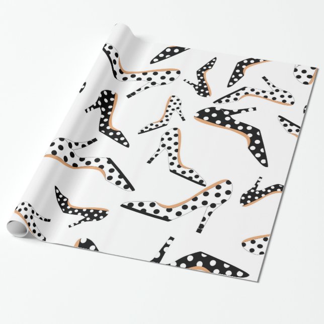 White and Black High Heels Wrapping Paper (Unrolled)
