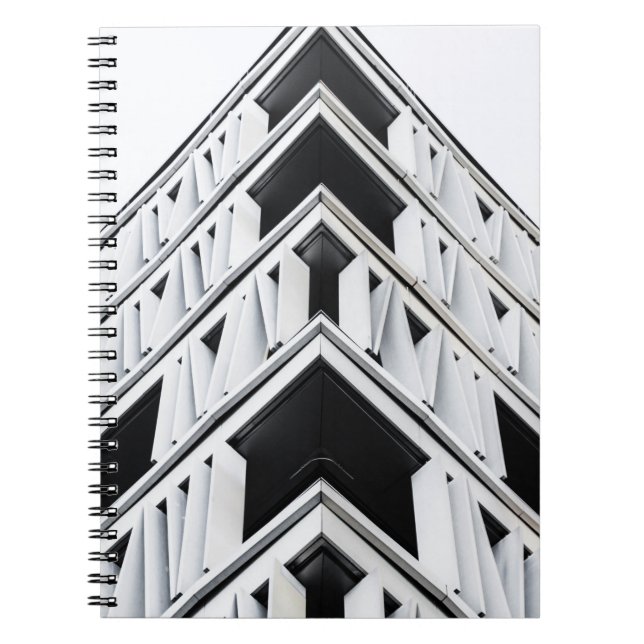 WHITE AND BLACK HIGH RISE BUILDING NOTEBOOK (Front)