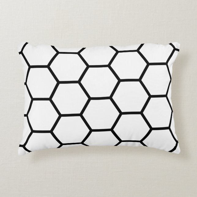 White and Black Honeycomb Decorative Cushion (Front)