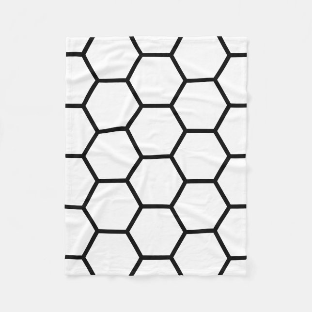 White and Black Honeycomb Fleece Blanket (Front)