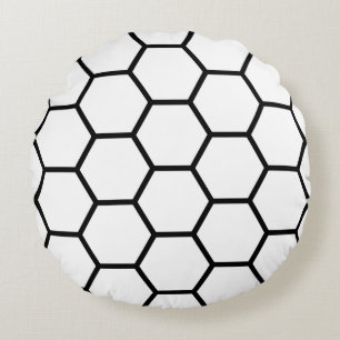 White and Black Honeycomb Round Cushion