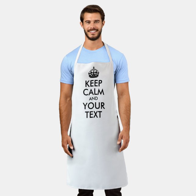 White and Black Keep Calm and Your Text Apron (Worn)