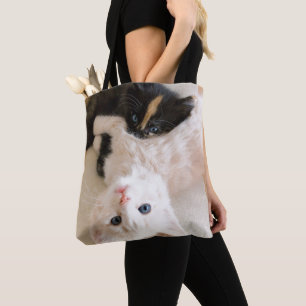 White And Black Kittens Tote Bag