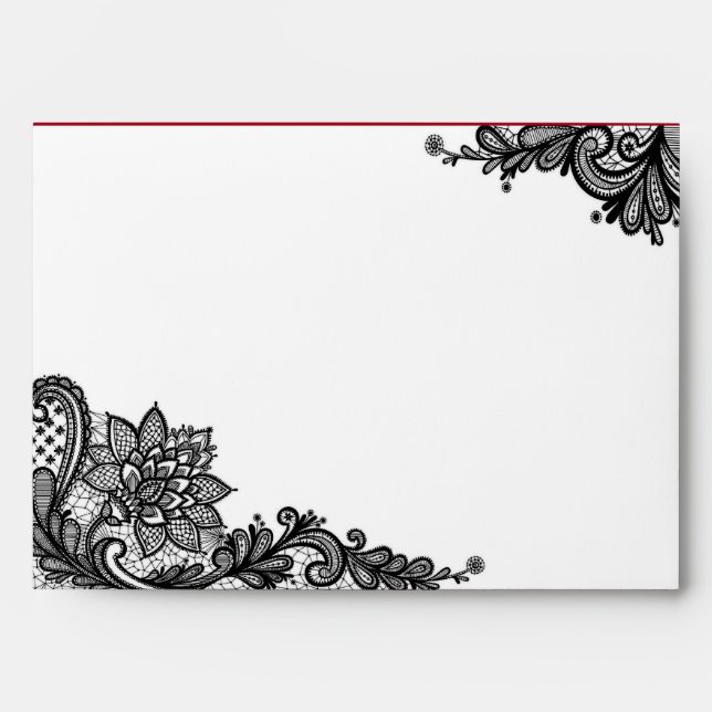 White and Black Lace Wedding Envelopes (Front)