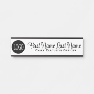 White and Black Logo Office Door Signs Name Plate