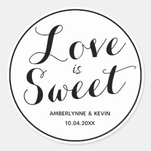 White and Black Love is Sweet Classic Round Sticker
