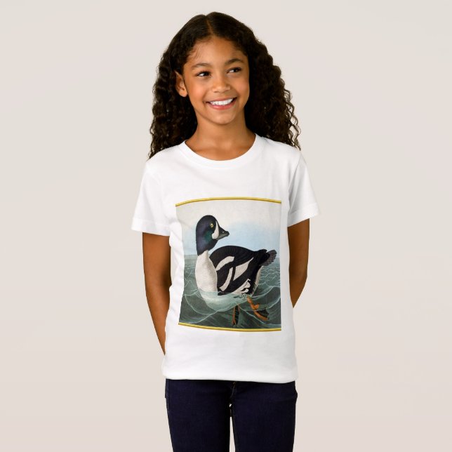 White and Black mallard ducks swimming in water T-Shirt (Front Full)