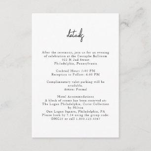 White and Black Minimalist Details Enclosure Card