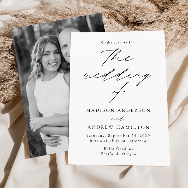White and Black Modern Elegance Photo Wedding Invitation (Creator Uploaded)