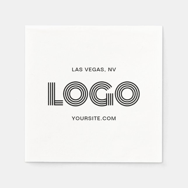 White and Black Modern Logo Napkin (Front)