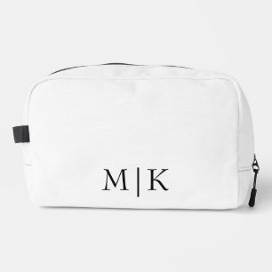 White and Black Modern Monogram Dopp Kit