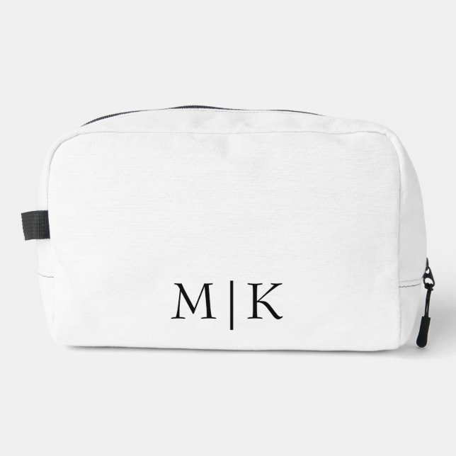 White and Black | Modern Monogram Dopp Kit (Front)