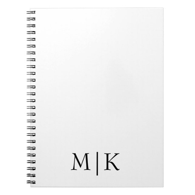 White and Black | Modern Monogram Notebook (Front)
