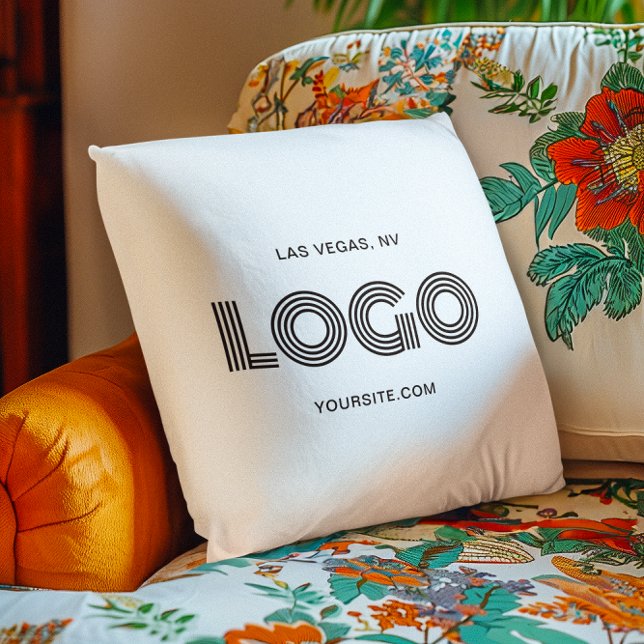 White and Black Modern Rectangular Logo Cushion (White and Black Modern Rectangular Logo Throw Pillow)