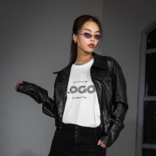 White and Black Modern Rectangular Logo T-Shirt