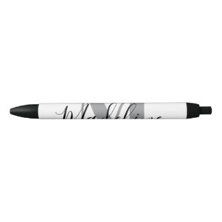 White And Black Monogram Elegant Ink Pen