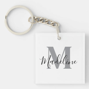 White And Black Monogram Elegant Key Ring