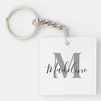 White And Black Monogram Elegant Key Ring