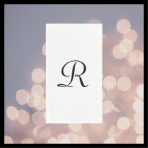 White and Black Monogrammed Elegant Simple Chic