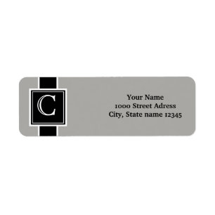 White and Black Monogrammed Return Address