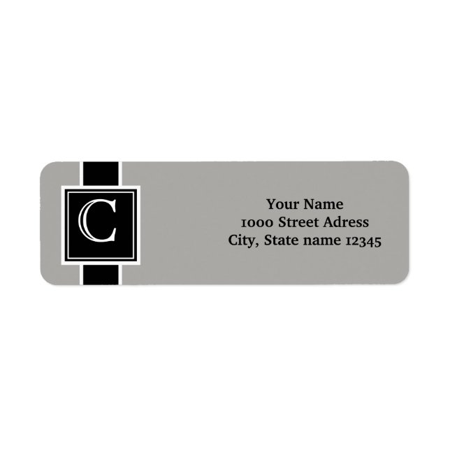 White and Black Monogrammed Return Address (Front)