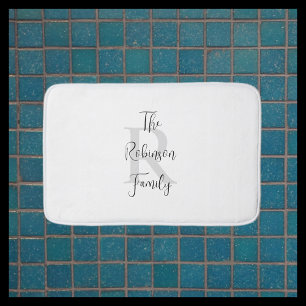White and Black Name Monogrammed Paper Guest Towel Bath Mat