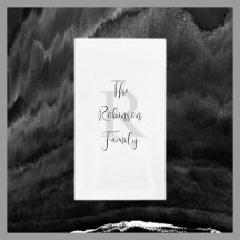 White and Black Name Monogrammed Paper Guest Towel