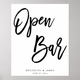 White And Black Open Bar Sign