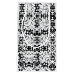 White and black openwork geometric pattern Anna Small Gift Bag