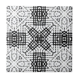 White and black openwork geometric pattern Anna Tile