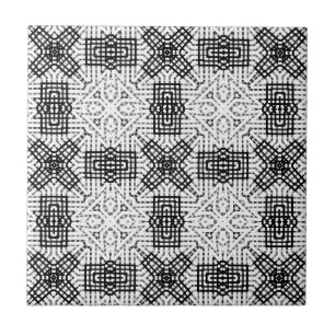 White and black openwork geometric pattern Anna Tile