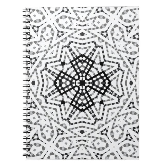 White and black openwork geometric pattern Elsa Notebook (Front)