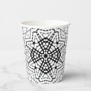 White and black openwork geometric pattern Elsa Paper Cups