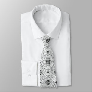 White and black openwork geometric pattern Elsa Tie