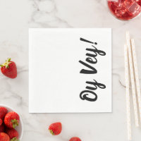 White and Black Oy Vey Paper Napkins