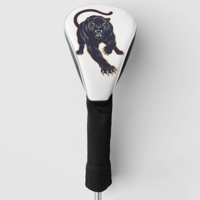White and Black Panther designed leather Golf Head Cover (Front)