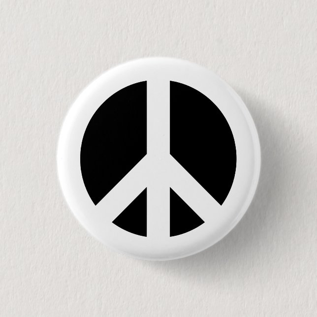 White and Black Peace Symbol 3 Cm Round Badge (Front)