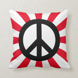 White and Black Peace Symbol with Starburst Cushion