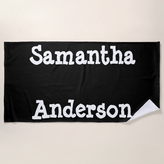White And Black Personalised Beach Towel (Front)