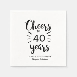 White and Black Personalised Cheers to Retirement Napkin