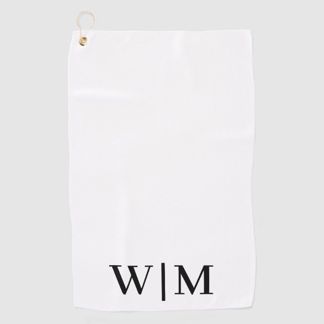 White and  Black Personalised Golf Towel (Front)