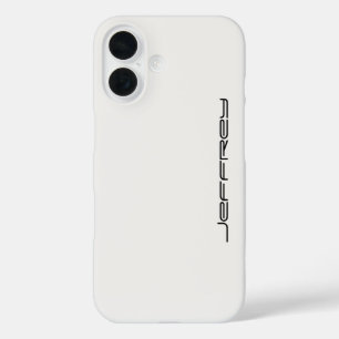 White and Black, Personalised Name,  iPhone 16 Case